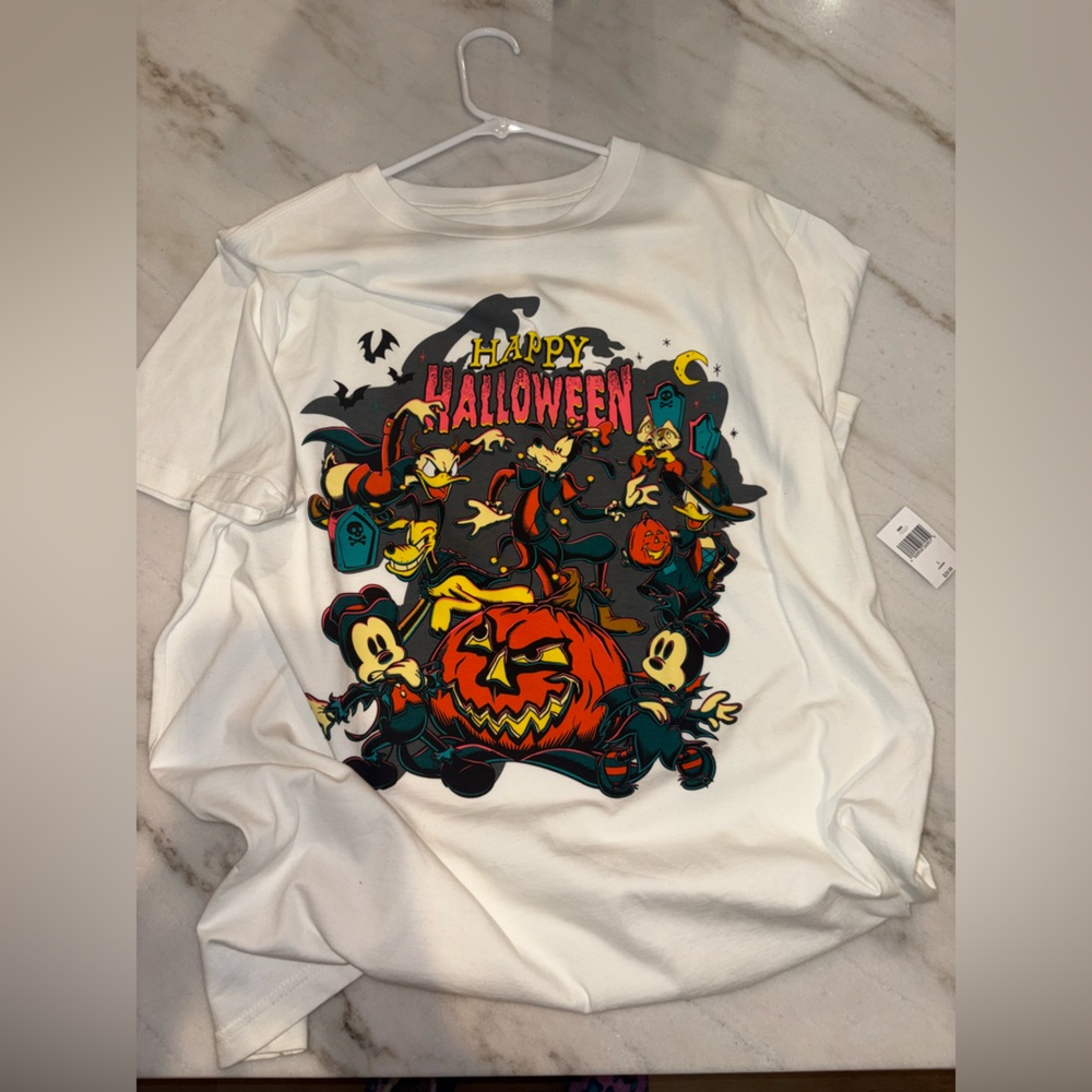 Unisex Disney White Halloween Graphic T-Shirt